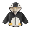Pikkukuva 1 / 5: Tekokarvainen Lasten Takki Syksy Talvi Vauva Pehmoinen Paksu Huppuinen Yläosa Grey Penguin 90cm