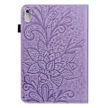 Miniatyrbillede 3 af 5: Til Lenovo Tab P11 Gen 2 prægning Dropsikkert tabletcover PU læder pungetui med stativ Purple