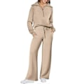 Miniatyrbilde 1 av 5: Todelt treningssett for kvinner - Kvartzip, høst, loungewear, tracksuit Yellow XL