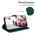 Miniatyrbillede 2 af 5: Stående Wallet Læderetui til Nokia C32, Rose Butterfly Trykt Fuld Beskyttelse Telefon Cover Green