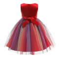 Miniatyrbild 2 av 4: Flickor Paljettklänning Regnbåge Tutu Födelsedagsfest Prinsessklänning Pageant Klänning Blomsterklänning Red 160cm(9-10T)