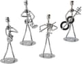 4 st Musikman Staty Metall Musiker Orkester Set Gitarr Trombon Saxofon Spelare Modell