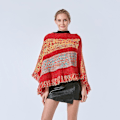 Miniatyrbillede 3 af 4: Varmt løst sjal pullover strik poncho med kvast flagrende bluse til dame etnisk stil