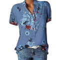Pikkukuva 1 / 5: Naisten kukkaiset topit 2023 Button Down Muoti Casual pitkä-/lyhythihaiset paidat Pusero Blue 4X-Large