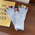 Miniatyrbillede 1 af 5: Vinter søde pige fem finger cykling fortykket varm kan være touch screen strikkede handsker Sky blue Average size