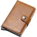 Miniatyrbillede 1 af 4: Kreditkortholder RFID-blokerende læder automatisk pop-up pung aluminium slanke lomme bifold visitkortholder med knap brown