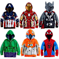 Miniatyrbilde 1 av 2: Spider-man hettejakke for gutter 3-8 år, hettegenser med glidelås for barn Grey Thor 120