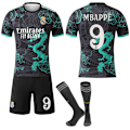 Miniatyrbillede 1 af 2: 25-26 Real Madrid CF Sort Grøn Farve Special Edition NO.9 MBAPPE Trøjer Sæt Børn Voksen Fodbold Sæt med Strømper NO.9 NO.9 3XL