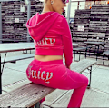 Miniatyrbillede 1 af 4: Velour Juicy Sy-sæt med hættetrøje og bukser i fløjl med lynlås - Sportswear til kvinder, forår/efterår 2024 Rose Red L