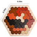 Miniatyrbild 7 av 7: Trähexagonpussel för barn och vuxna, färgglada formpusselblock Tangram Brain Teaser Toy Geometry Logic IQ-spel Present för barn i alla åldrar