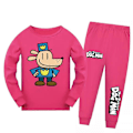Miniatyrbillede 2 af 2: Børne Dog Man World Book Day Langærmet Top+Bukser Nattøj Pyjamas Sæt Rose red 6-7Years