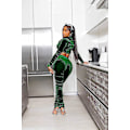 Miniatyrbillede 4 af 5: Dame Velvet Tracksuit Sæt Sexy 2-delt Outfit Lynlås Hættetrøje Green M