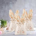 Miniatyrbilde 5 av 5: Påskehareposer med ører Søte godterier Beige snorposer Festartikler 3pcs