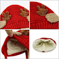 Miniatyrbilde 7 av 7: Søt Hjorte-Elg Hodeplagg Babyhatt Vinter Varmt Plysj Strikket Ørevarmer Bonnet Gutter Jenter Caps Beanie med Hakestropp Red One Size