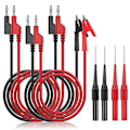 Miniatyrbillede 1 af 5: Multimeter Bananstik til Krokodille Alligator Klemme Test Probe, Bananstik til Bananstik Kabel 4PC blackred