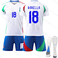 Miniatyrbilde 1 av 2: Gos- 2024 Italia Bortedrakt EM Fotballtrøye 18 BARELLA 18 BARELLA 20