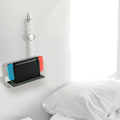 Miniatyrbilde 5 av 5: Hylleholder for veggmontert høyttaler, akrylveggmontert displayhylle for Bluetooth-høyttaler, webkamera, mobiltelefon white