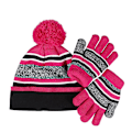 Miniatyrbild 1 av 5: Handskar Tvådelad Set Vinter Fleecefodrad Varm Barn Femfingrade Stickade Kalltålig Brittisk Hatt Purplish red Average size