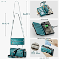 Miniatyrbilde 2 av 5: Crossbody Lommebokveske For Samsung Galaxy Z Fold 6 med RFID-Blokkering, Magnetisk Klaff Glidelås Kortlomme Lærveske med Håndstropp Blue Green For Galaxy Z Fold 6