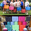 Miniatyrbild 5 av 5: Gummipåse Bogg Style Hål Vattentät Slitstark Oversize Silikon Beach Tote Ny 2024 green  light