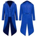 Herr Steampunk Retro Jacquard Frackjacka Gotisk Viktoriansk Rock Karnevalskostym Blue 4XL