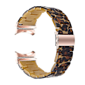 Miniatyrbillede 1 af 5: Til Samsung Galaxy Watch 5 40 mm / 44 mm / Watch 5 Pro 45 mm Resin urbånd i rustfrit stål med spændearmbånd Leopard Print