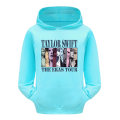 Miniatyrbild 4 av 5: 3-16 år barn Pop Taylor Swift The Eras Tour tryckt huvtröja flickor pojkar huvtröja pullover toppar Sky Blue 7-8T 130CM