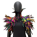 Miniatyrbillede 1 af 5: Fjer Shrug Shawl Skulder Wrap Kappe Blød Justerbar Retro Gothic Krave Cosplay Party Krop Scene Multicolor