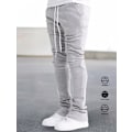 Miniatyrbild 1 av 4: Herr sport casual fyra säsonger långa utsvängda byxor slim fit dragsko elastisk midja enfärgade byxor Light Gray S