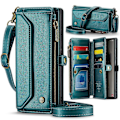 Miniatyrbild 5 av 5: Crossbody Plånboksfodral för Samsung Galaxy Z Fold 6 med RFID-blockering, Magnetiskt Flik-Blixtlås Kortfodral Läderfodral med Handrem Black For Galaxy Z Fold 6