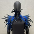 Miniatyrbillede 5 af 5: Fjer Shrug Shawl Skulder Wrap Kappe Blød Justerbar Retro Gothic Krave Cosplay Party Krop Scene Graphite blue