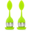 Miniatyrbillede 1 af 5: Original te-infuser med tekugleunderkop 100 % fødevaregodkendt silikone-infuser & te-infuser-si i rustfrit stål - grøn (sæt med 2)