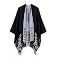 Miniatyrbilde 1 av 2: Kasjmirfølelse Poncho Landlig Stil Tykk Sjal Wrap Åpen Front Lang For Dame