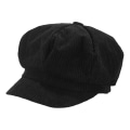 Pikkukuva 1 / 5: Visiiri Baretti Cap Retro Brittityyli huipulla 8 paneeli kylmää kestävä vakosametti Naisten kahdeksankulmainen sanomalehtipoika cabbie maalari hattu Black