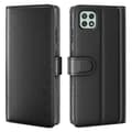 Kompatibel med Samsung Galaxy A22 5G (EU-version) Splitlæder Ægte Læder Fuld Beskyttelse Pung Stativ Telefoncover Black