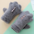 Miniatyrbilde 5 av 5: Plysj Dinosaur Pote Votter Med Snøring Full Finger Hanske Tegneserie Dyr Hansker Gray