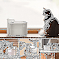 Miniatyrbild 2 av 5: Uahpet kattfontän sladdlös batteridriven kattdricksfontän Automatisk vattenfontän för katter Ultratyst kattfontän för katter och små hundar