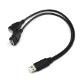 Miniatyrbild 2 av 2: Han- USB 2.0 A 1 till 2 Dual USB Hon Data Hub Power Y splitterkabel