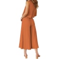 Miniatyrbild 3 av 5: Roylamp Women's Summer 2-delade outfits Rundhalsad Crop Basic Top Beskuren Byxa Set med vida ben Jumpsuits Dark Orange Small