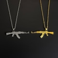 Miniatyrbilde 5 av 5: Punk Hip-hop Diamond maskinpistol halskjede Kreativ personlighet Gun Ak anheng smykker for menn og kvinner par smykker Valentinsdag gave 01 4010