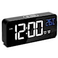 Miniatyrbild 3 av 5: Stor digital väckarklocka för synskadade - stor elektrisk klocka för sovrum, jumbonummervisning, helt dimbar ljusdimmer, USB portar, Black