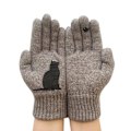 Miniatyrbild 1 av 5: Kattvantar för kvinnor Yllehandskar Höst Vinter Utomhus Varma Kalla Skydd Vadderade Kattmönstrade Khaki
