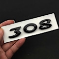 Miniatyrbillede 5 af 5: 3D ABS Sort Krom 308 Logo Bogstaver Bagagerums Emblem Badge til Peugeot 308 SW CC Klæbende Nummer Sticker Tilbehør