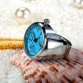 Miniatyrbillede 2 af 5: 2 stk L04 Urskive Quartz Analog Watch Creative Steel Cool Elastisk Quartz Finger Ring Watch Til Mænd / Blue