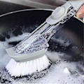 Miniatyrbillede 2 af 5: 1 stk + 4 hoved rengøringsbørste plade vaskebørste med væskedispenser