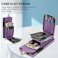 Miniatyrbild 3 av 5: Plånboksfodral med blixtlås för Samsung Galaxy S24 Ultra, kortfodral i läder med axelrem för kvinnor Purple For Galaxy S24 Ultra