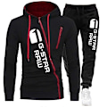 Miniatyrbillede 2 af 5: 2023 Ny Efterår/Vinter Herre Tracksuit Sæt Mode Print Lynlås Hættetrøje + Sweatpants 2 Dele Sæt Jogging Casual Tøj White M
