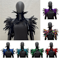 Miniatyrbillede 2 af 5: Fjer Shrug Shawl Skulder Wrap Kappe Blød Justerbar Retro Gothic Krave Cosplay Party Krop Scene Multicolor