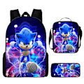 Miniatyrbild 1 av 3: Sonic ryggsäck Sonic studentväska Lunchväska Case Tredelad set