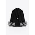 Miniatyrbilde 1 av 3: Langermet blazer for kvinner med åpen front til uformelt arbeid kontorjakke black M